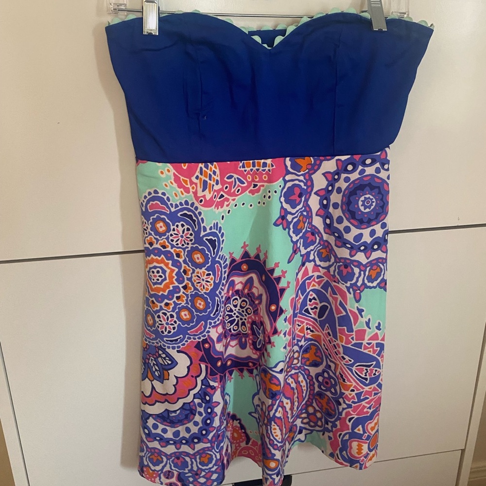 Judith March Strapless dress retro print